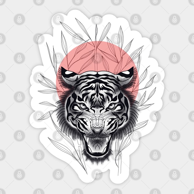 Tiger in the Bamboo forest Sticker by susyrdesign